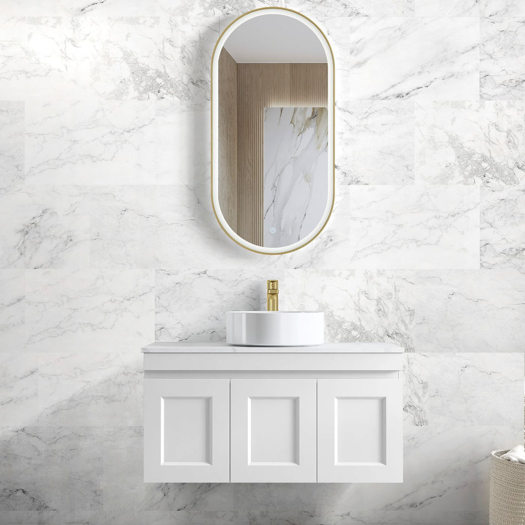 Hampton Mark II 900mm Satin White Wall Hung Vanity