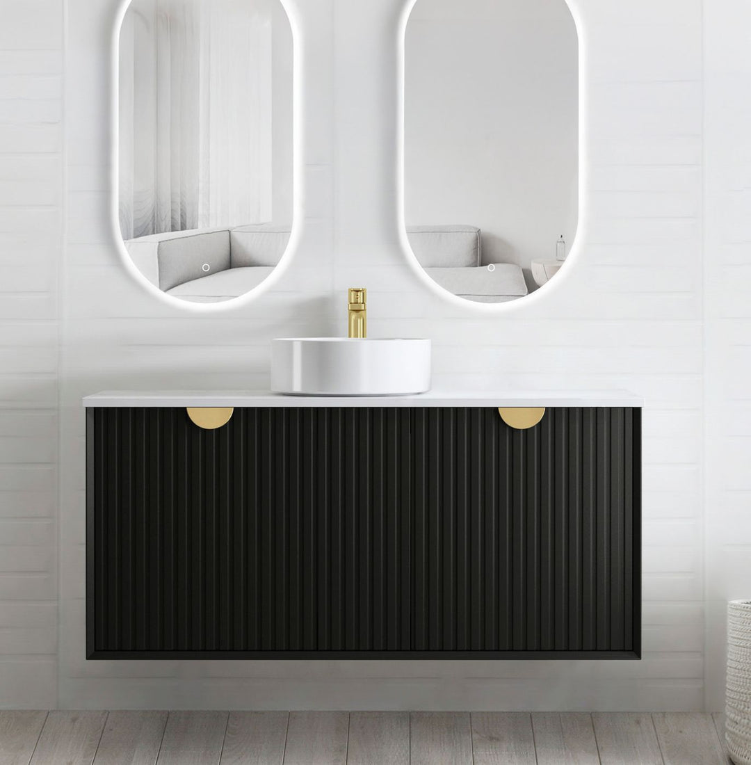Marlo Fluted 1200mm Matte Black Wall Hung Vanity