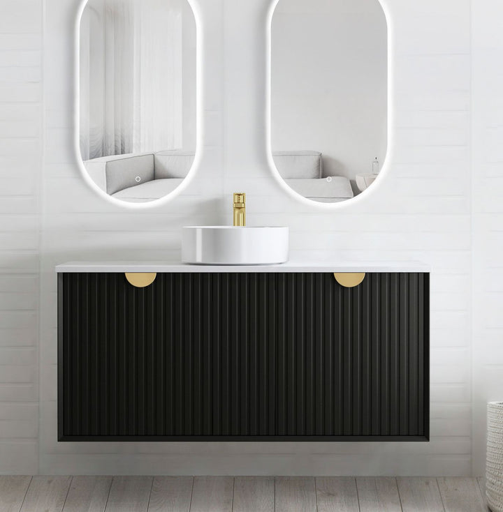 Marlo Fluted 1200mm Matte Black Wall Hung Vanity