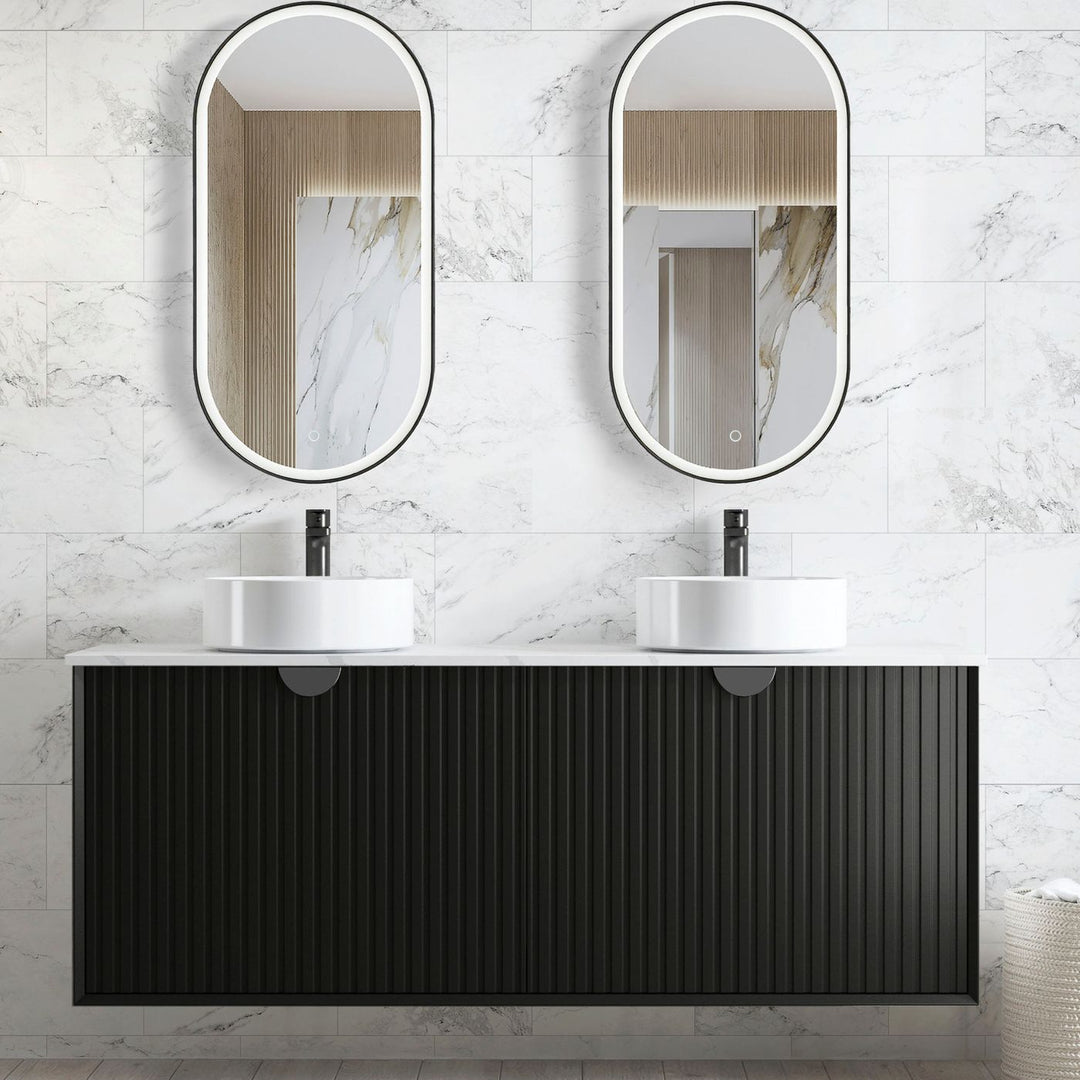 Marlo Fluted 1500mm Matte Black Wall Hung Vanity