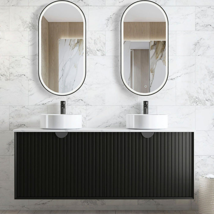 Marlo Fluted 1500mm Matte Black Wall Hung Vanity