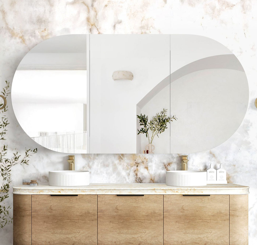 Bondi 1800mm Natural Oak Wall Hung Curve Vanity