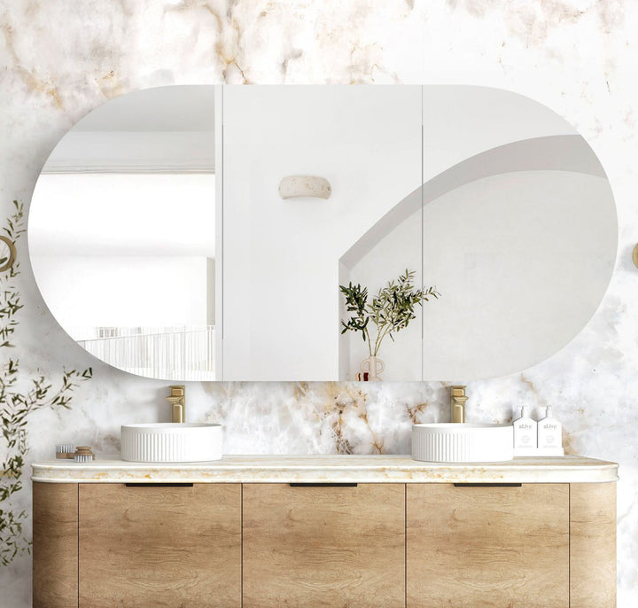 Bondi 1800mm Natural Oak Wall Hung Curve Vanity