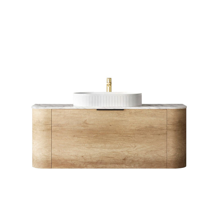 Bondi 1200mm Natural Oak Wall Hung Curve Vanity with Sand Dune Top