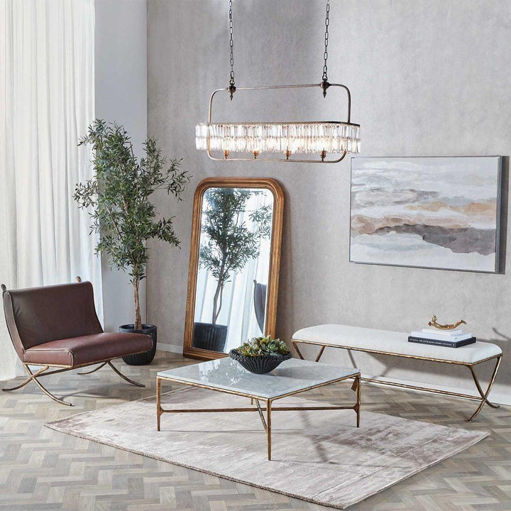 Montreal Long Chandelier 4x40w E14 in Antique Brass