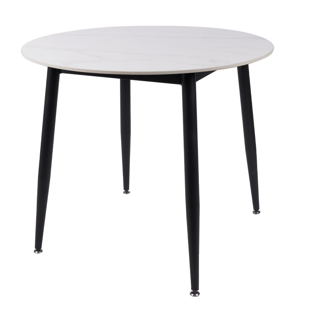 Fiore 5 Pce Round Dining - White Marble with Fabric Chairs