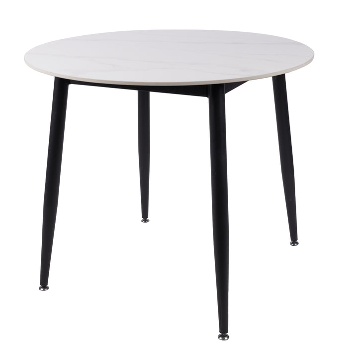 Fiore 5 Pce Round Dining - White Marble with Fabric Chairs
