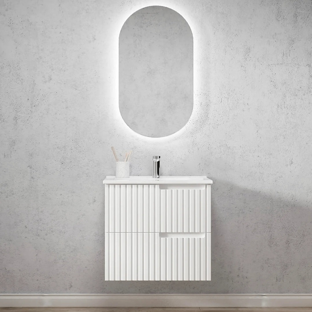 Noosa 600mm Satin White Wall Hung Vanity