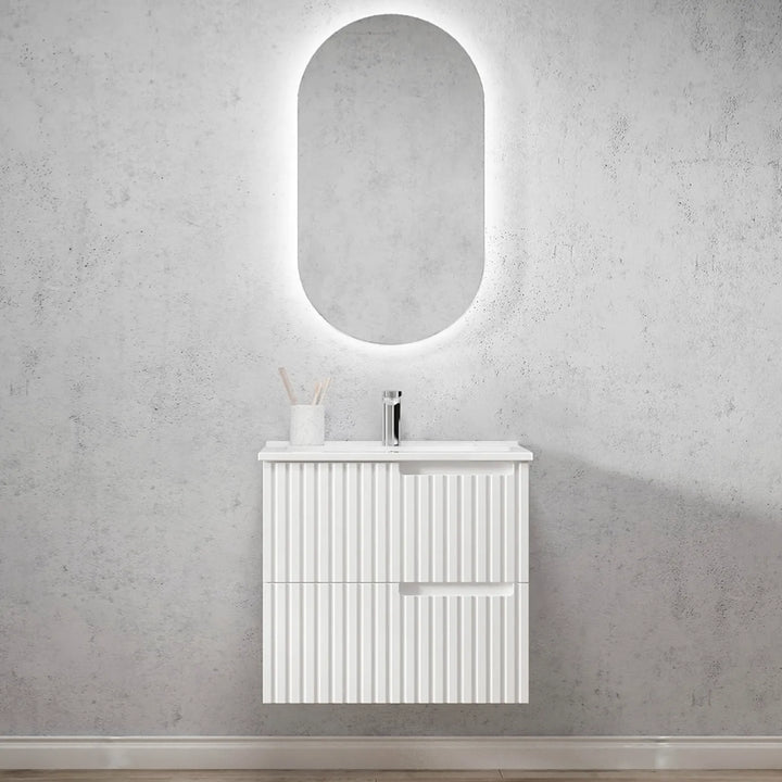 Noosa 600mm Satin White Wall Hung Vanity
