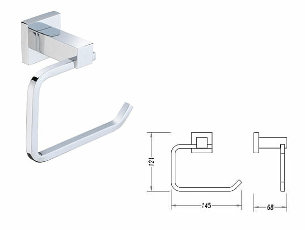 Black Square Toilet Roll Holder