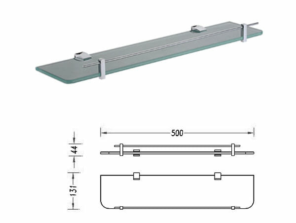 Square Black Glass Shelf