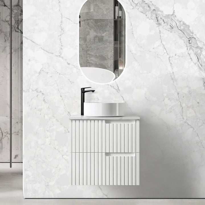 Noosa 600mm Satin White Wall Hung Vanity