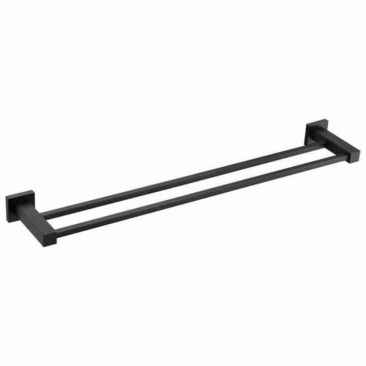 Black Square Double Towel Rail