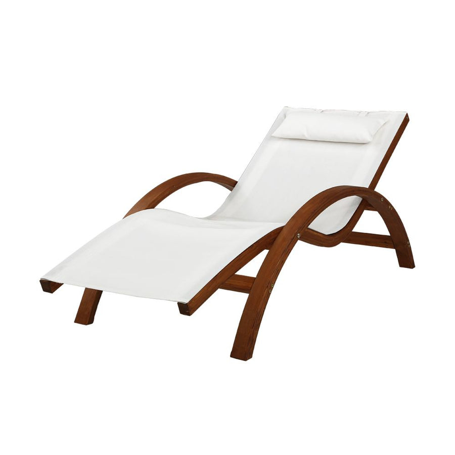Gardeon Sun Lounge Outdoor Furniture Timber Armchair with Wooden Stand – Pilbara Bathroom Warehouse Perth and regional Western Australia