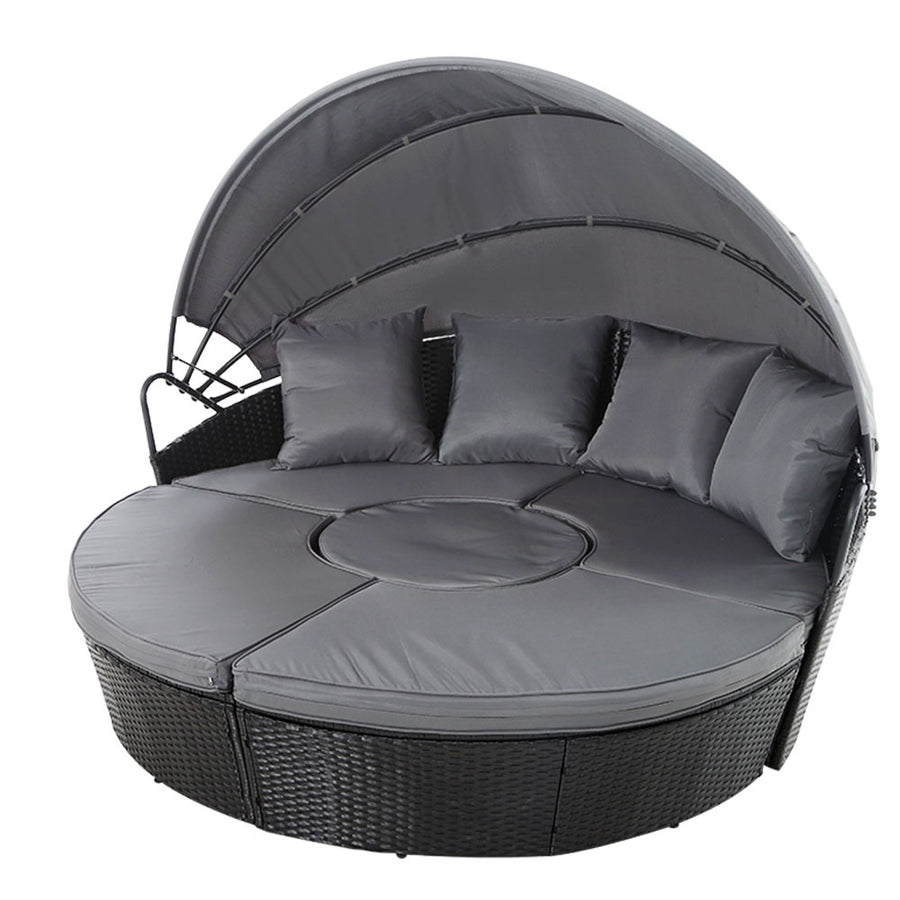 Gardeon sun lounge setting black wicker lounger day bed for patio and outdoor furniture – Pilbara Bathroom Warehouse Perth and regional Western Australia
