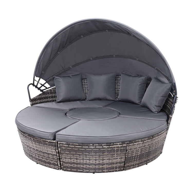 Gardeon sun lounge setting grey wicker lounger day bed for patio and outdoor furniture – Pilbara Bathroom Warehouse Perth and regional Western Australia