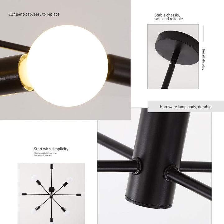 Modern Sputnik Chandelier - Black