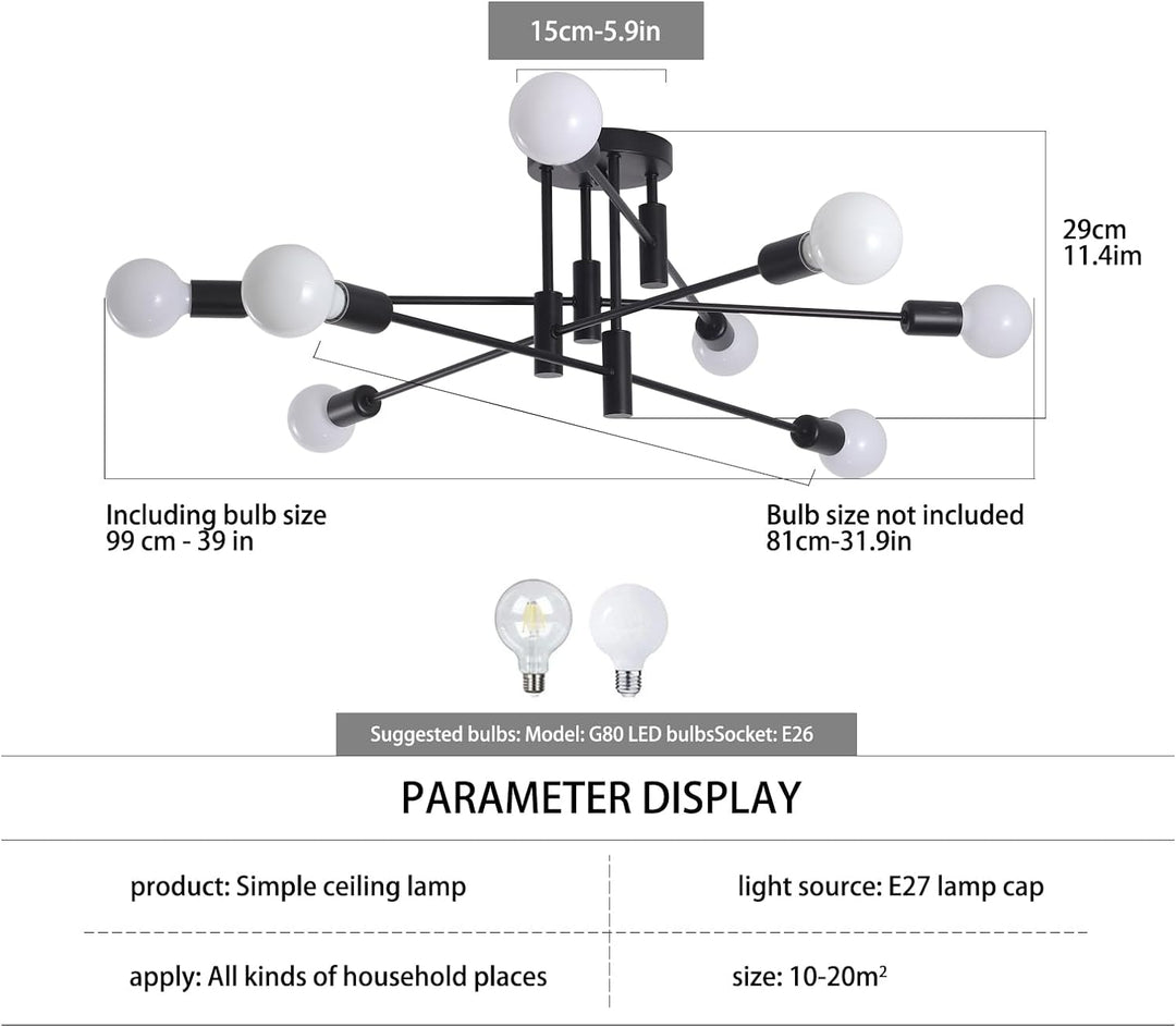 Modern Semi Flush Chandelier