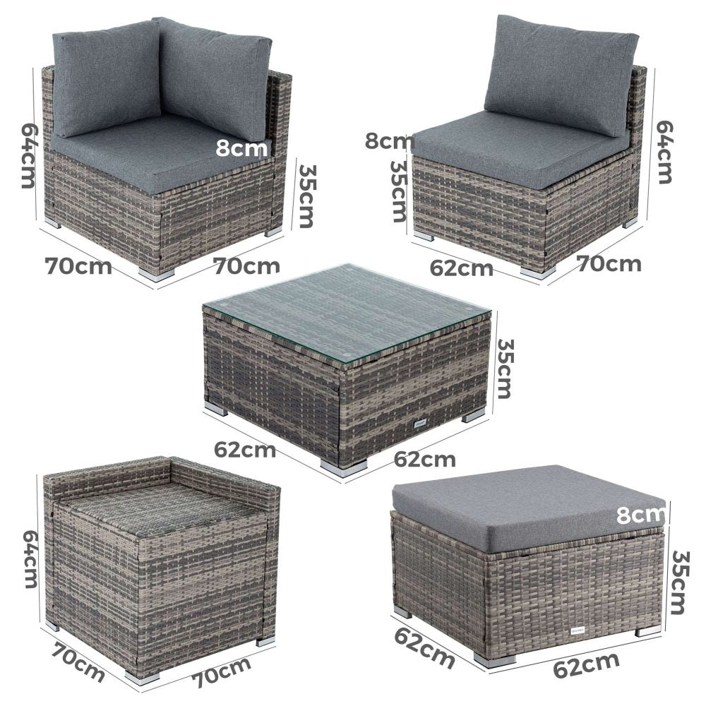 Large Modular Outdoor Ottoman Lounge Set in Black – Pilbara Bathroom Warehouse